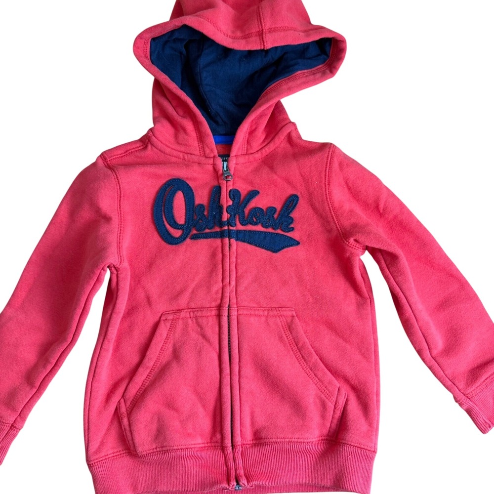 SALE OshKosh Bgosh Full Zip Hoodie‎ Sweatshirt Pockets Red Blue 24M